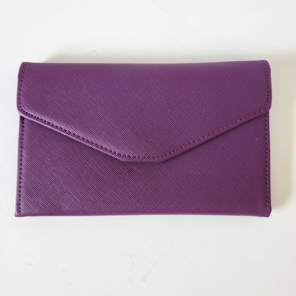 Zoppen Purple Travel Wallet Passport Holder Document Organizer Clutch Zip Pocket